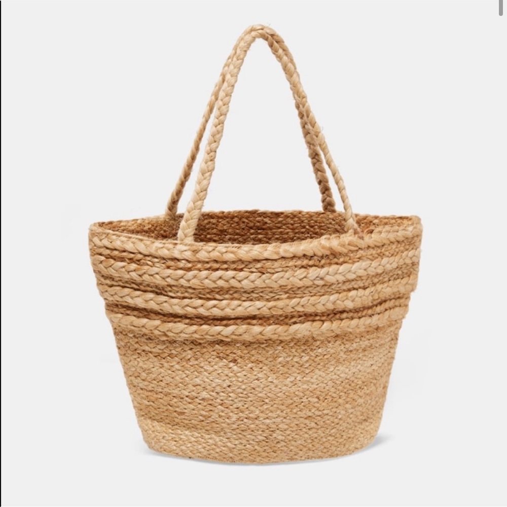 Zara Jute Basket Shoulder Tote Bag Handbag Purse